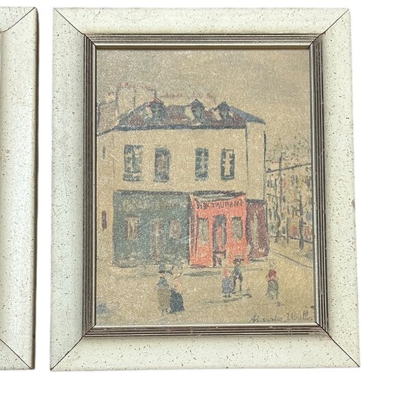Set of 2 Vintage Maurice Utrillo French Street Scene Prints “Lapin Agile” 1950s - Picture 2 of 6